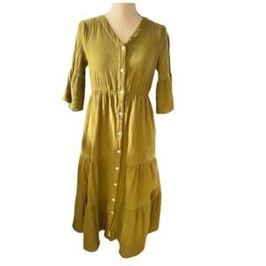 Chelsea and Theodore Moss Green Button-down Maxi Dress Size XS